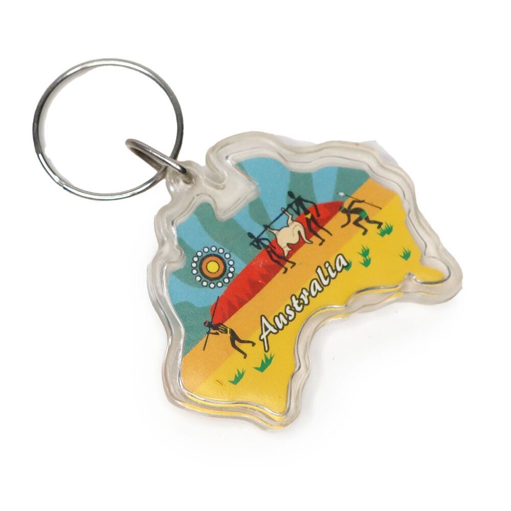 Vintage 90s Australian Plastic Keyring Keychain Down Under Outback Souvenir